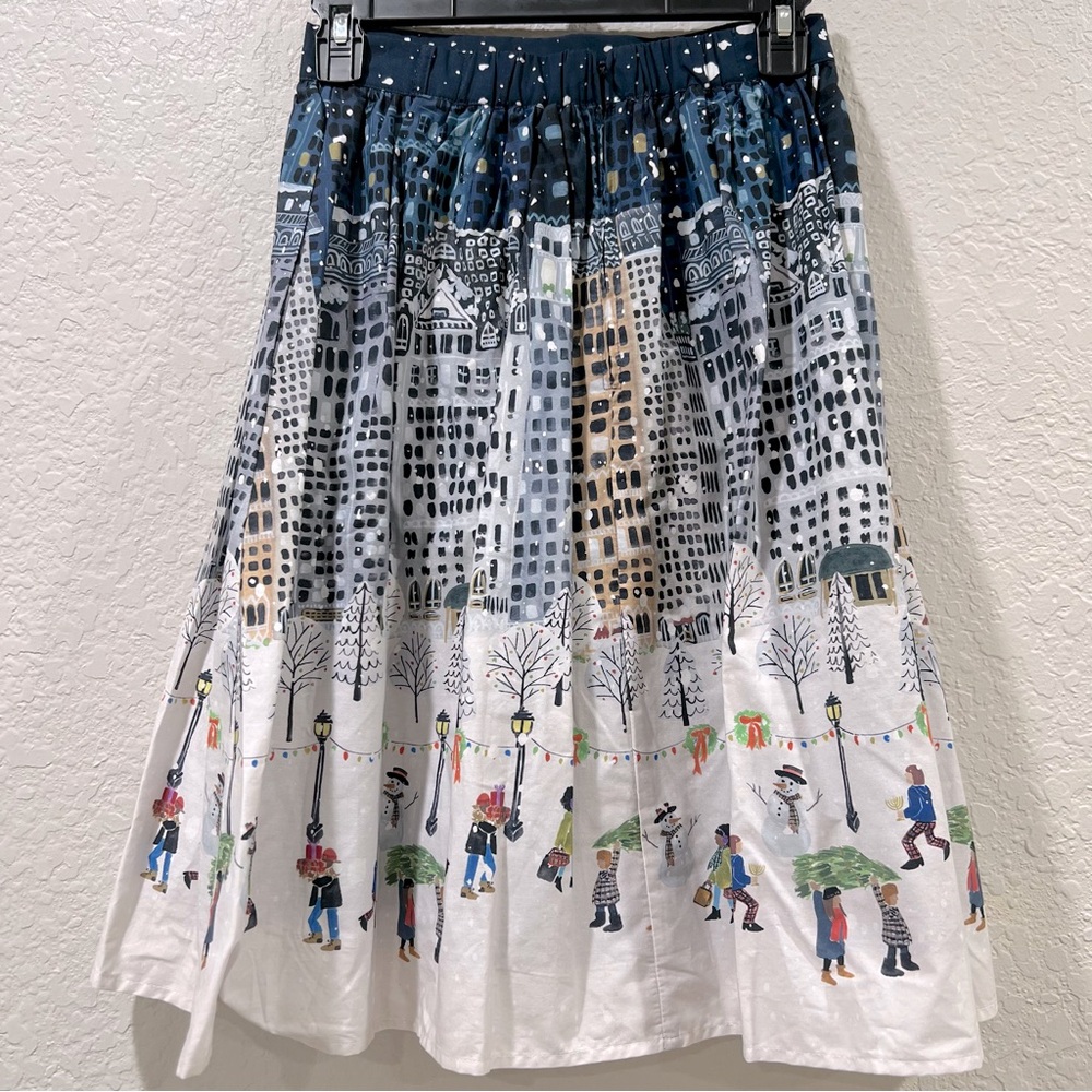 ModCloth Christmas Holiday Skirt City Lights Winter Wonderland Size XS - Picture 2 of 9